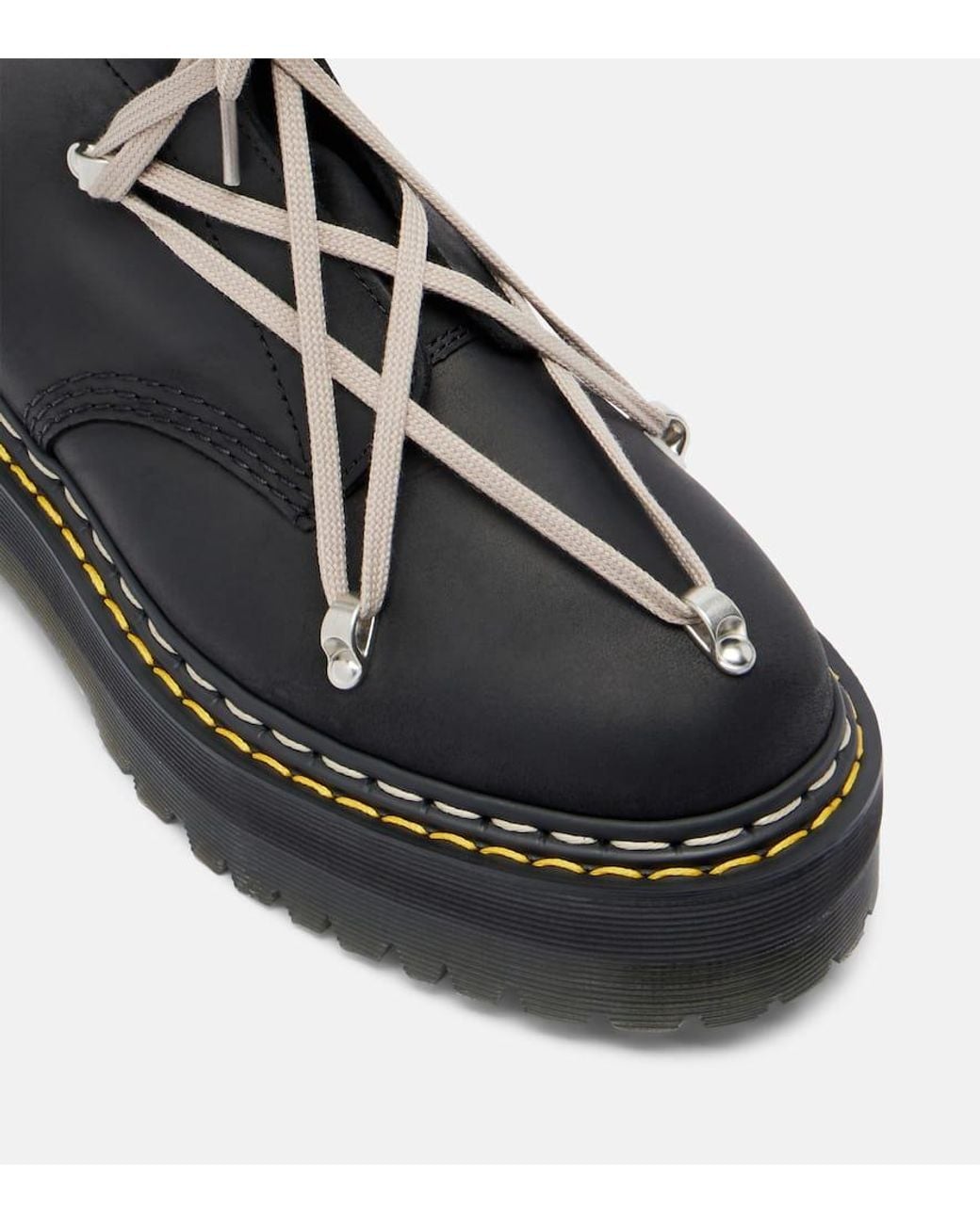 Rick Owens X Dr. Martens 1B60 Quad Sole Pentalace Knee-High Boots