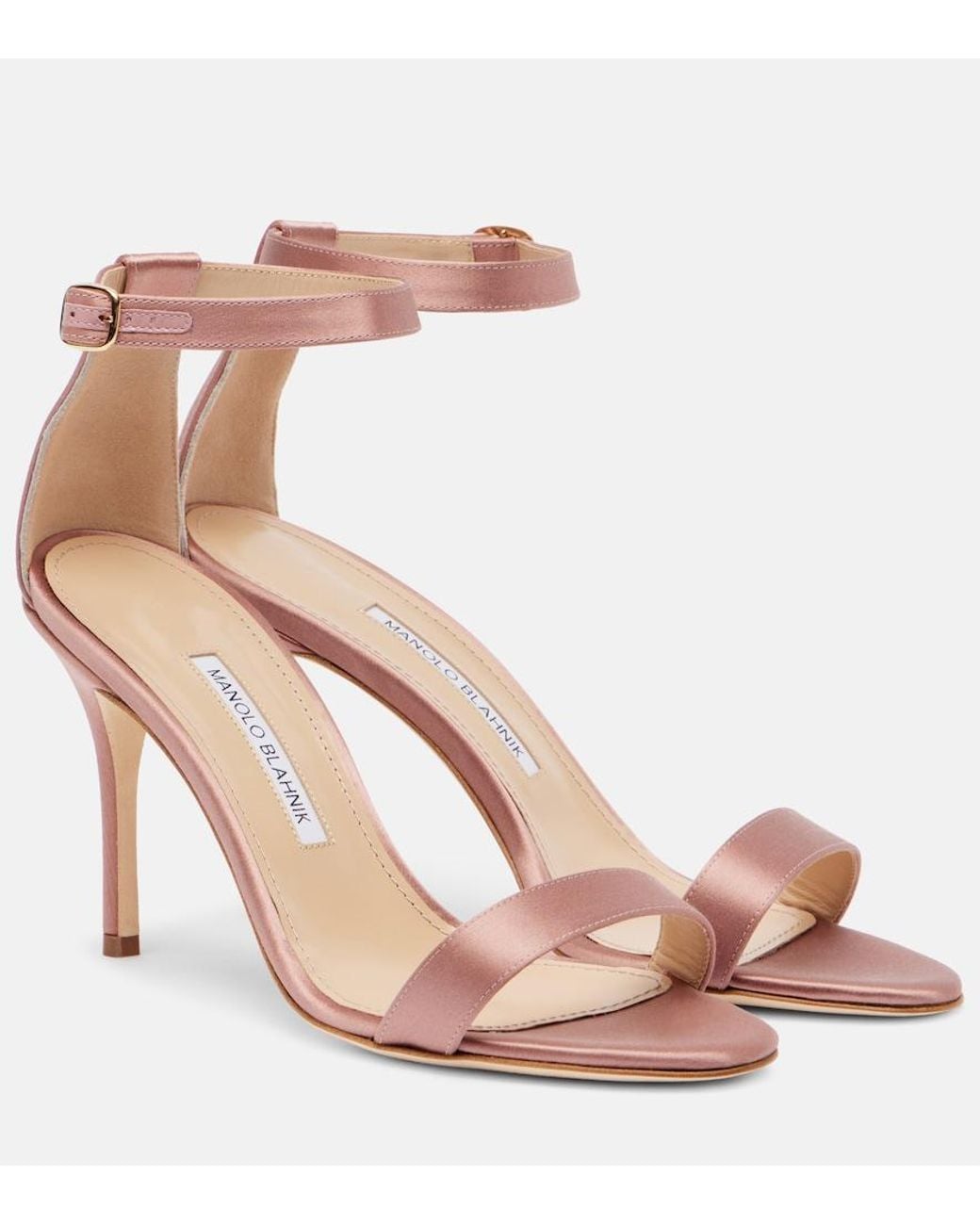 Manolo Blahnik Pink Chaos Satin Sandals
