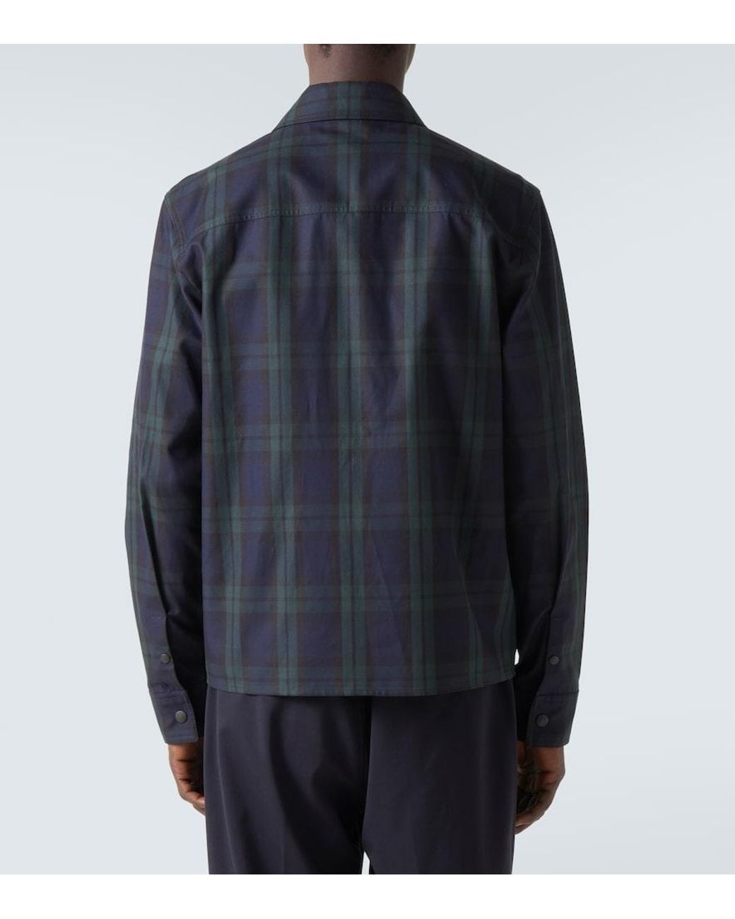 Moncler Blue Checked Cotton Jacket for men