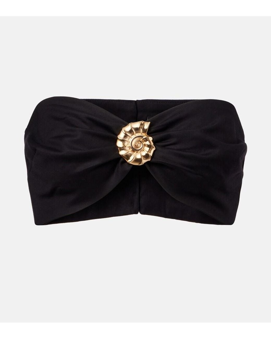 Adriana Degreas Black Embellished Cotton-Blend Bandeau Top