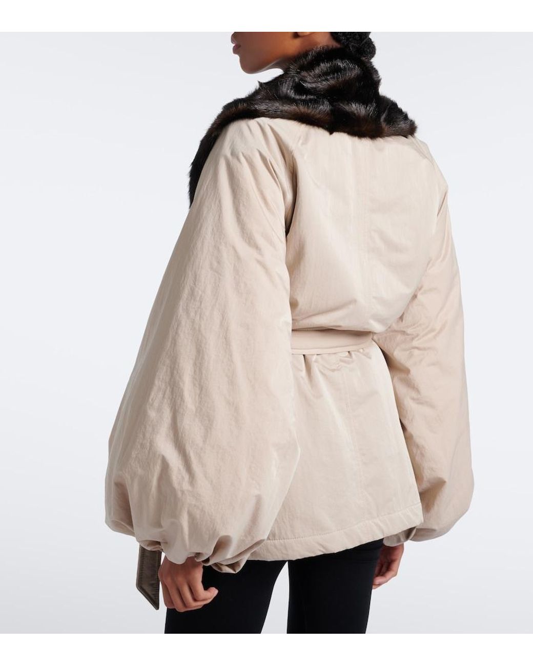 Magda Butrym Black Shearling-Trimmed Wrap Coat