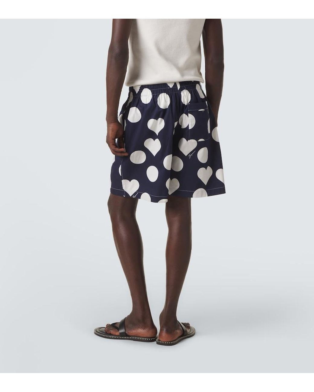 Jacquemus Blue Calecon Polka-Dot Cotton Poplin Shorts for men