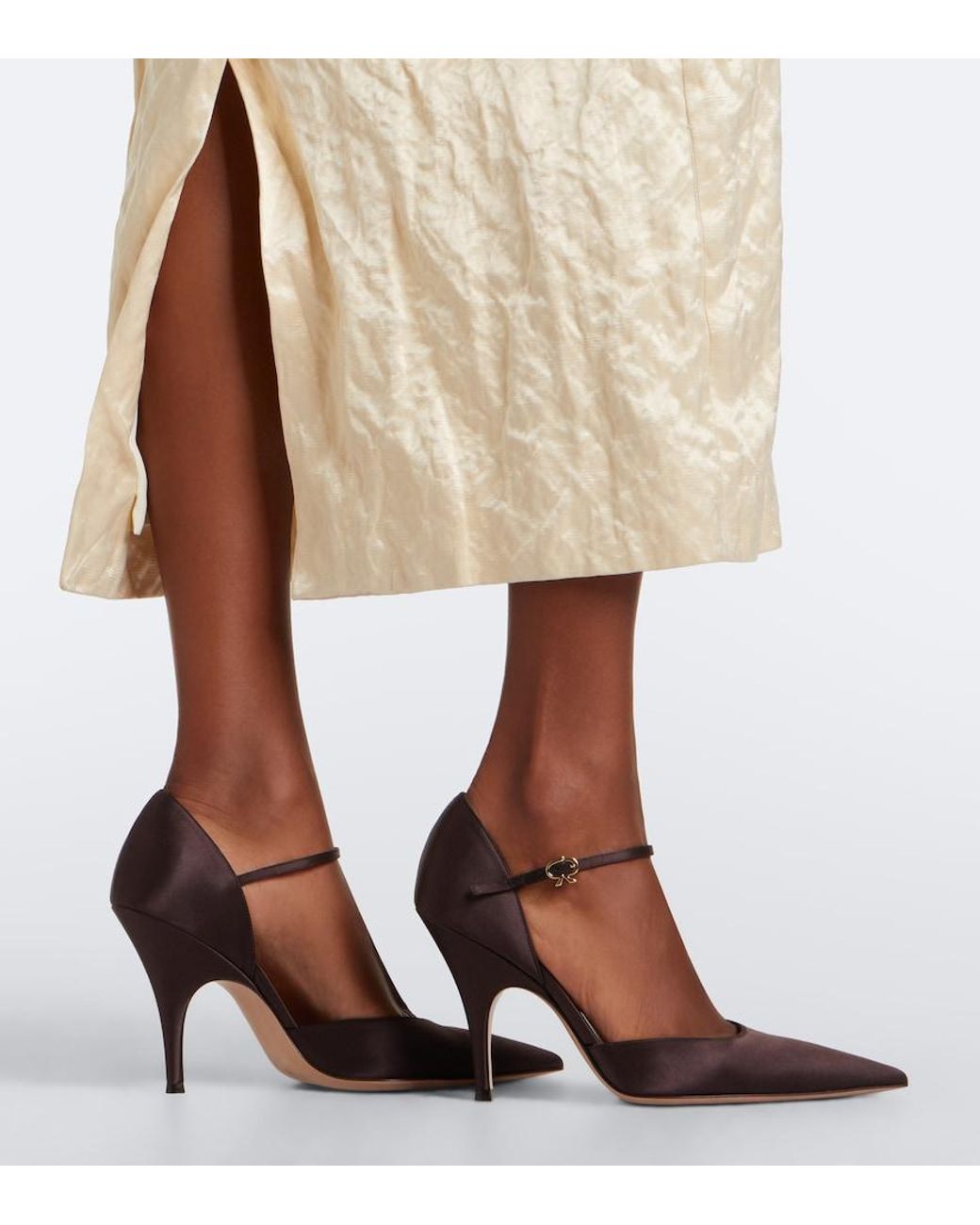 Gianvito Rossi Brown Sofia Satin Pumps