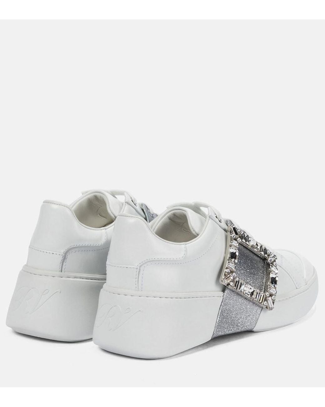 Roger Vivier White Viv' Skate Leather Sneakers