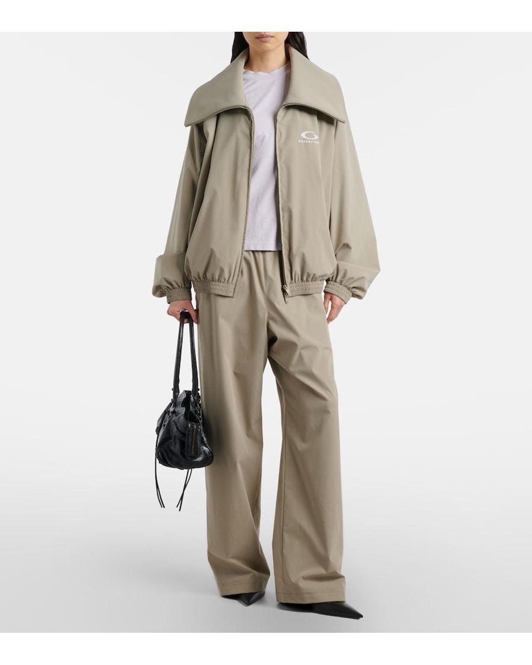Balenciaga Natural Oversized Wide-Leg Track Pants