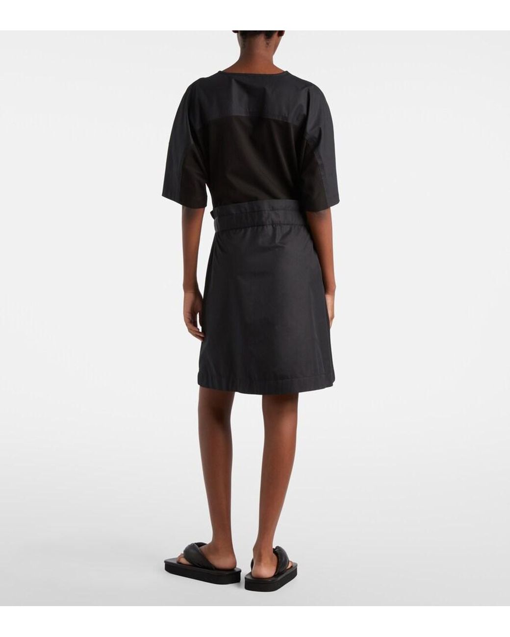 Moncler Black Belted Cotton-Blend Jersey Minidress