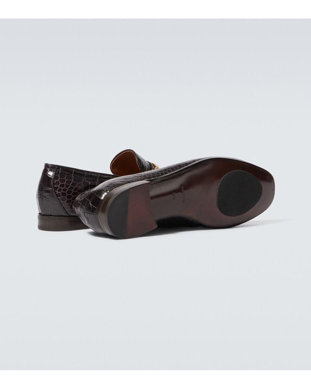 Tom Ford Black Gigi Croc-Effect Leather Loafers for men