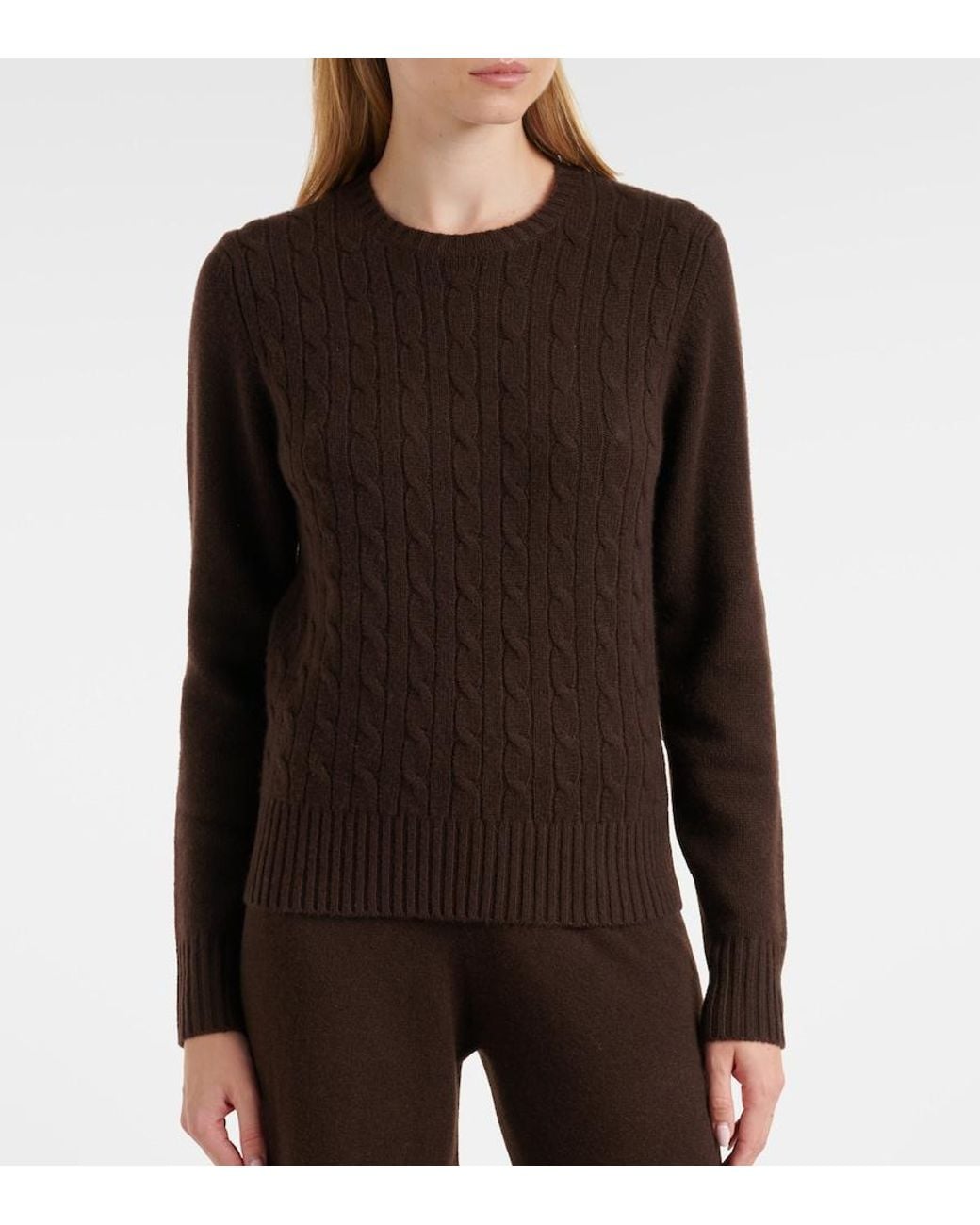 Jardin Des Orangers Brown Cable-Knit Cashmere-Blend Sweater