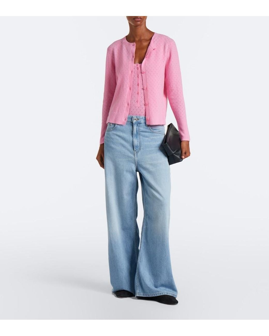 Eres Pink Gourmandise Pointelle Wool-Blend Bodysuit