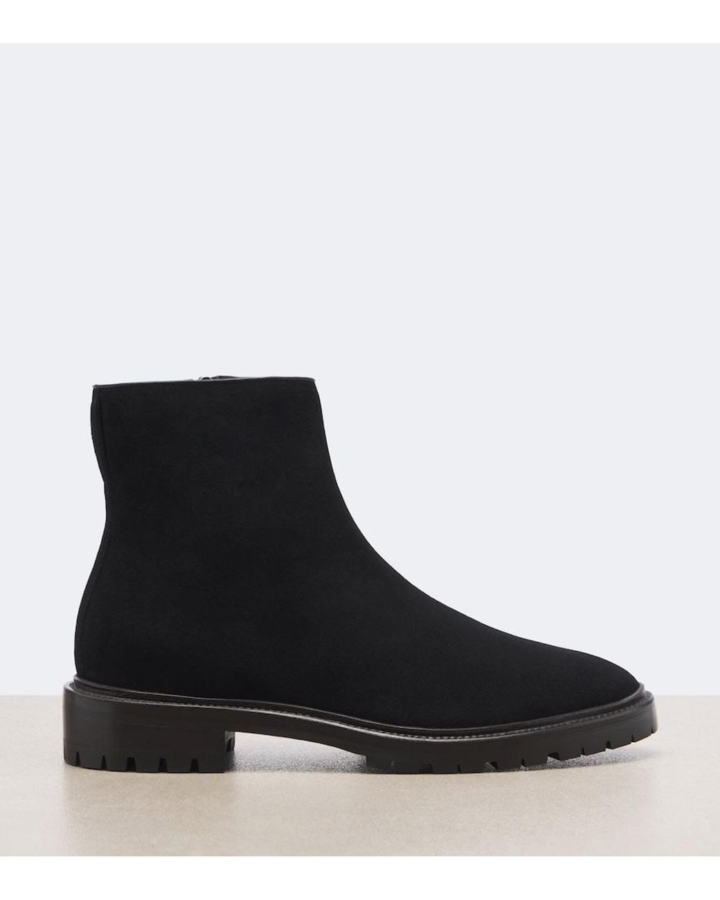 The Row Black Moto Suede Ankle Boots