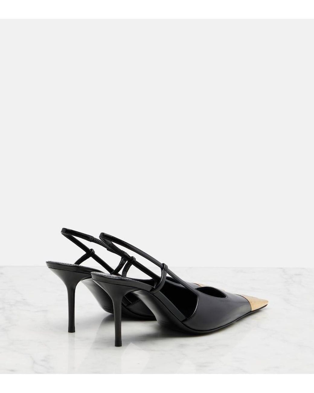 Saint Laurent Black Jeanne 75 Leather Slingback Pumps