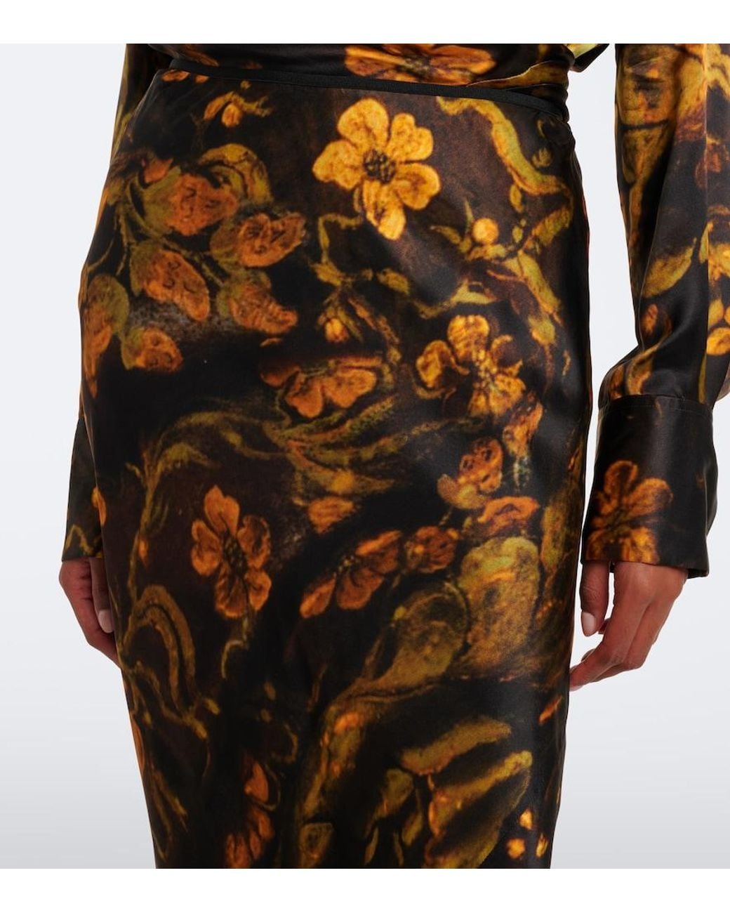 Dries Van Noten Multicolor Floral Silk Satin Slip Skirt