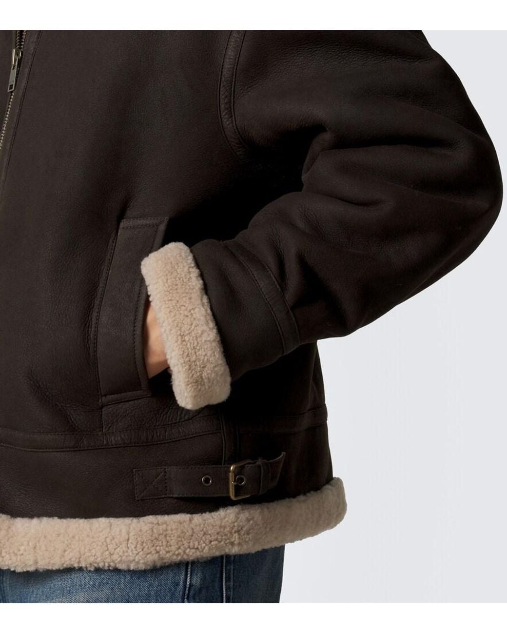 Arma Black Sano Shearling-Lined Leather Jacket for men