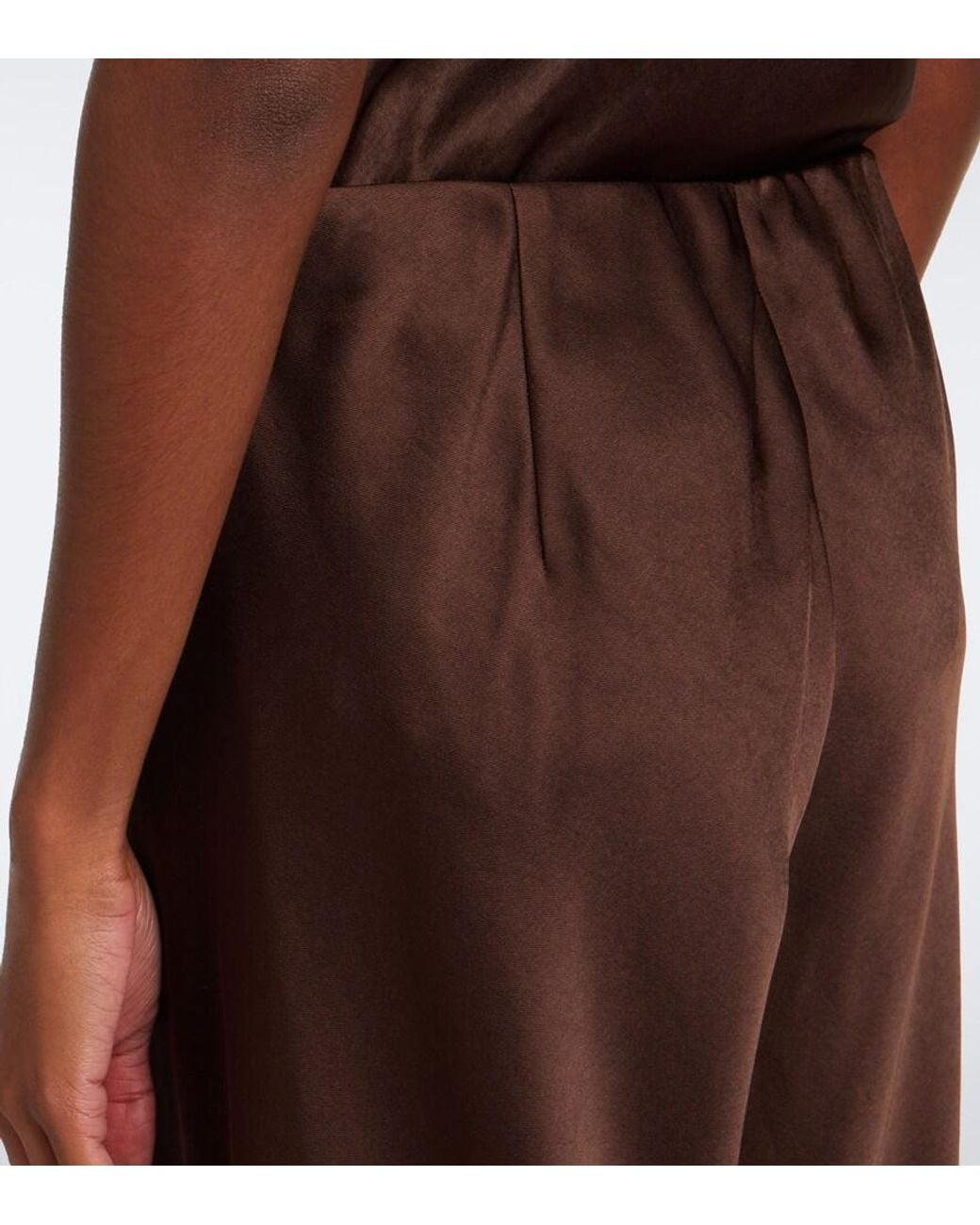 Vince Brown Colette Satin Wide-Leg Pants