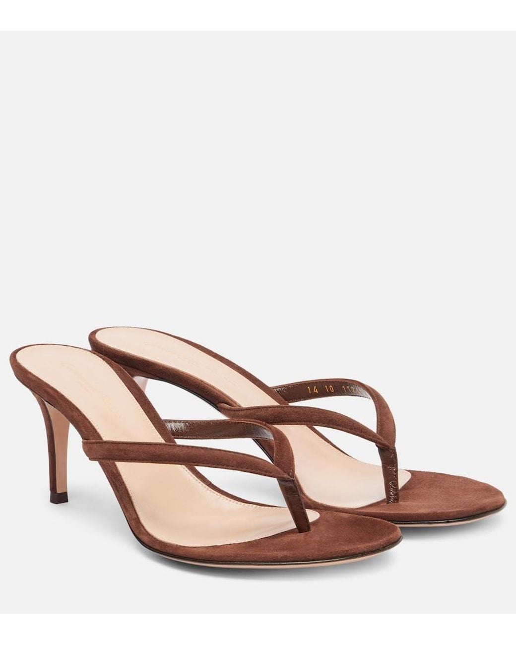 Gianvito Rossi Pink Suede Thong Sandals