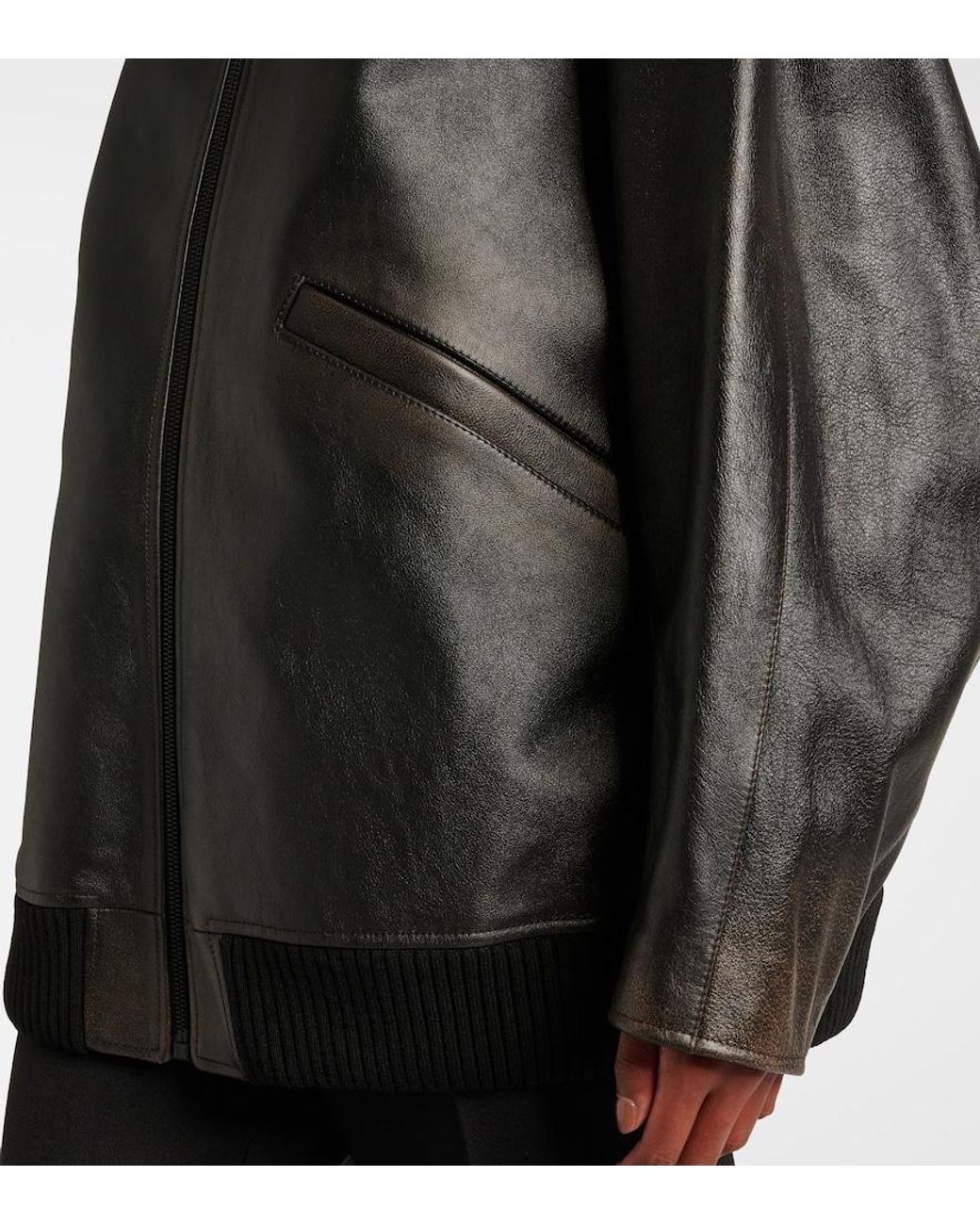 The Row Black Kengia Leather Jacket
