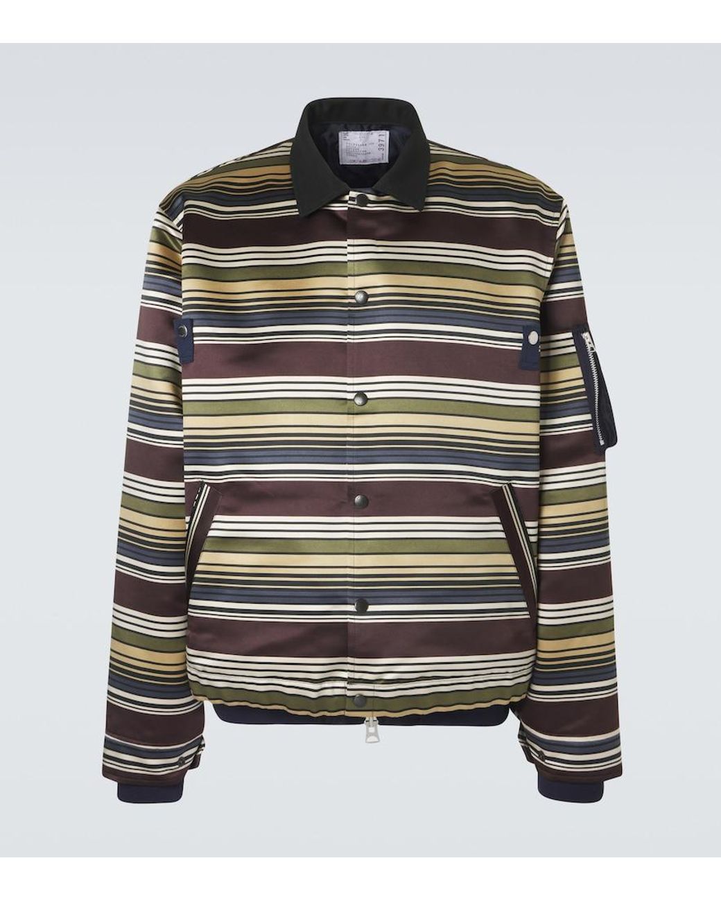 Sacai Black Striped Blouson Jacket for men