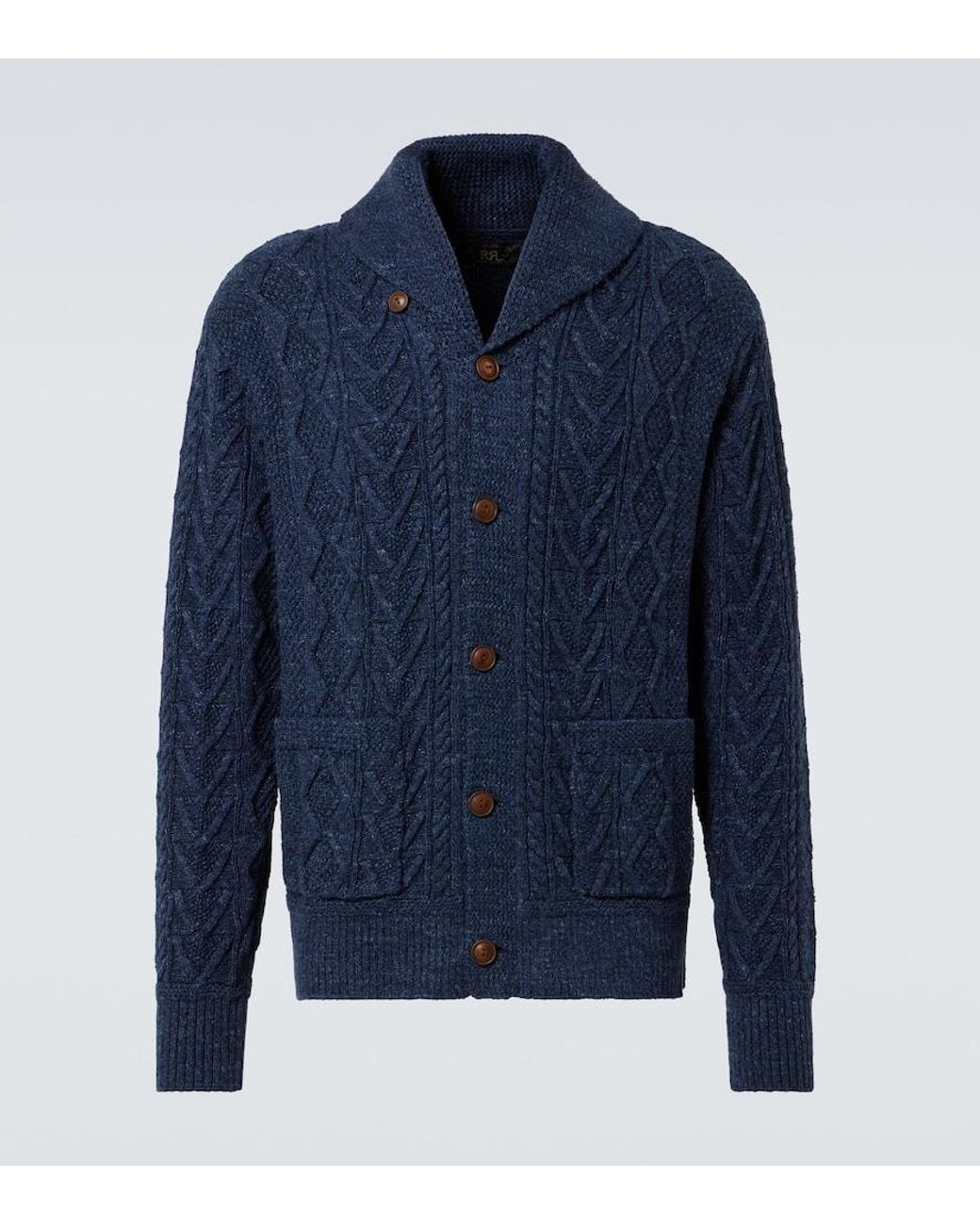 RRL Blue Cable-Knit Cotton Cardigan for men