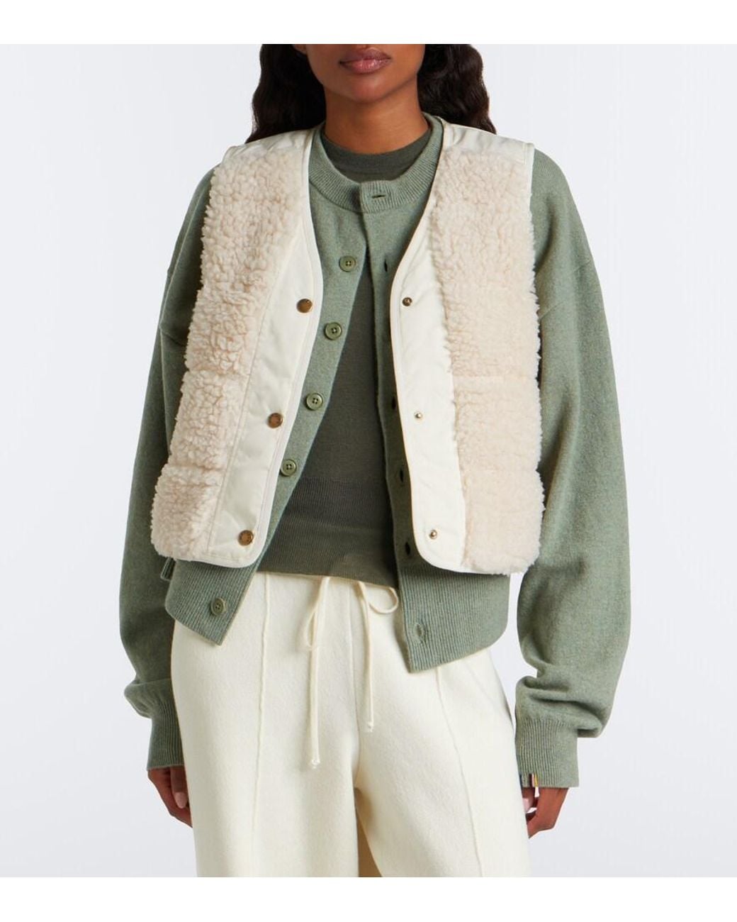 Moncler Natural Teddy-Trimmed Technical Vest