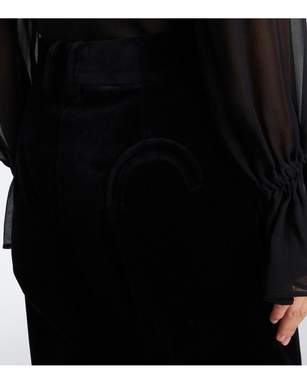 Blazé Milano Black Fox Pleated Cotton Velvet Straight Pants