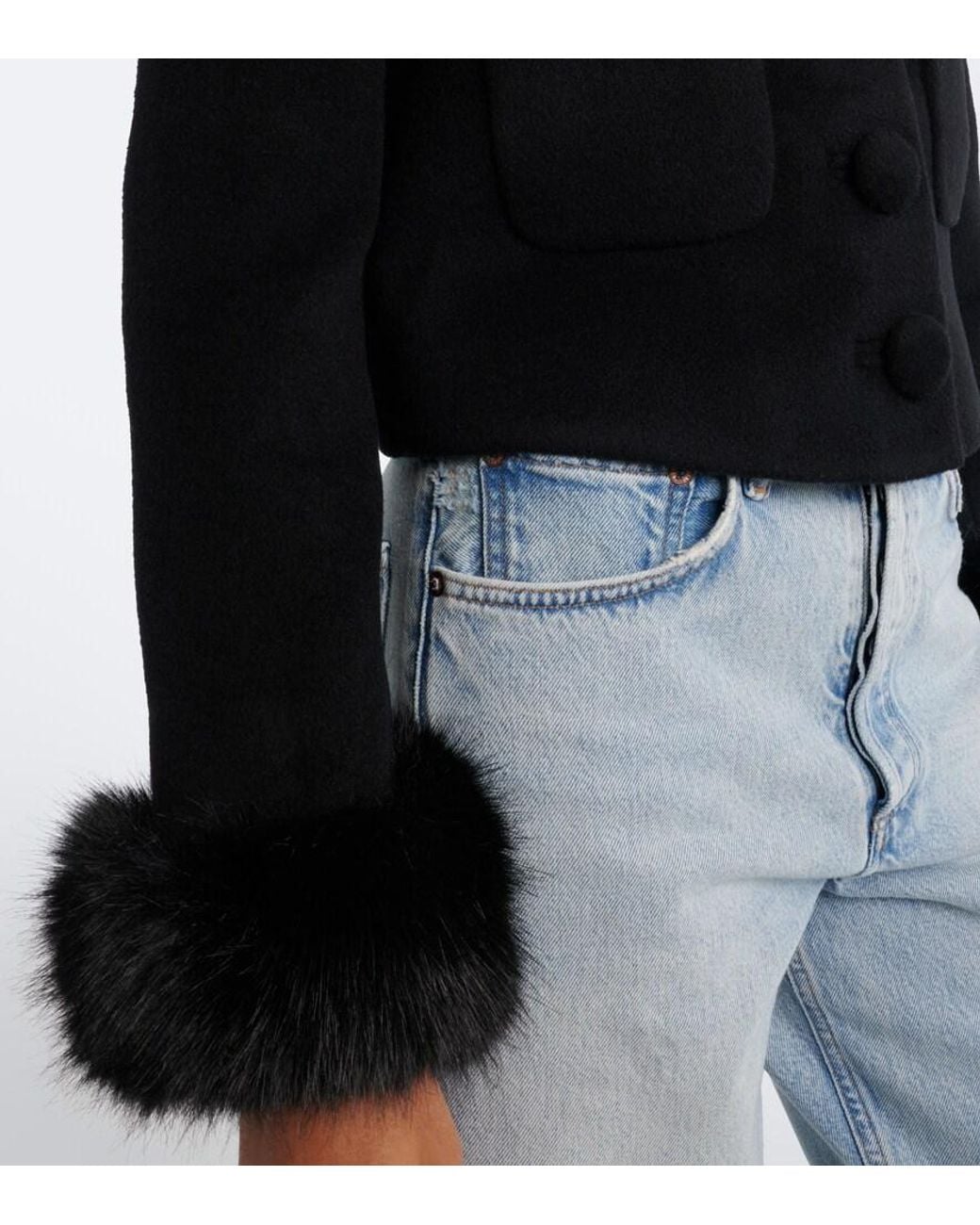 Self-Portrait Black Wool-Blend Jacket