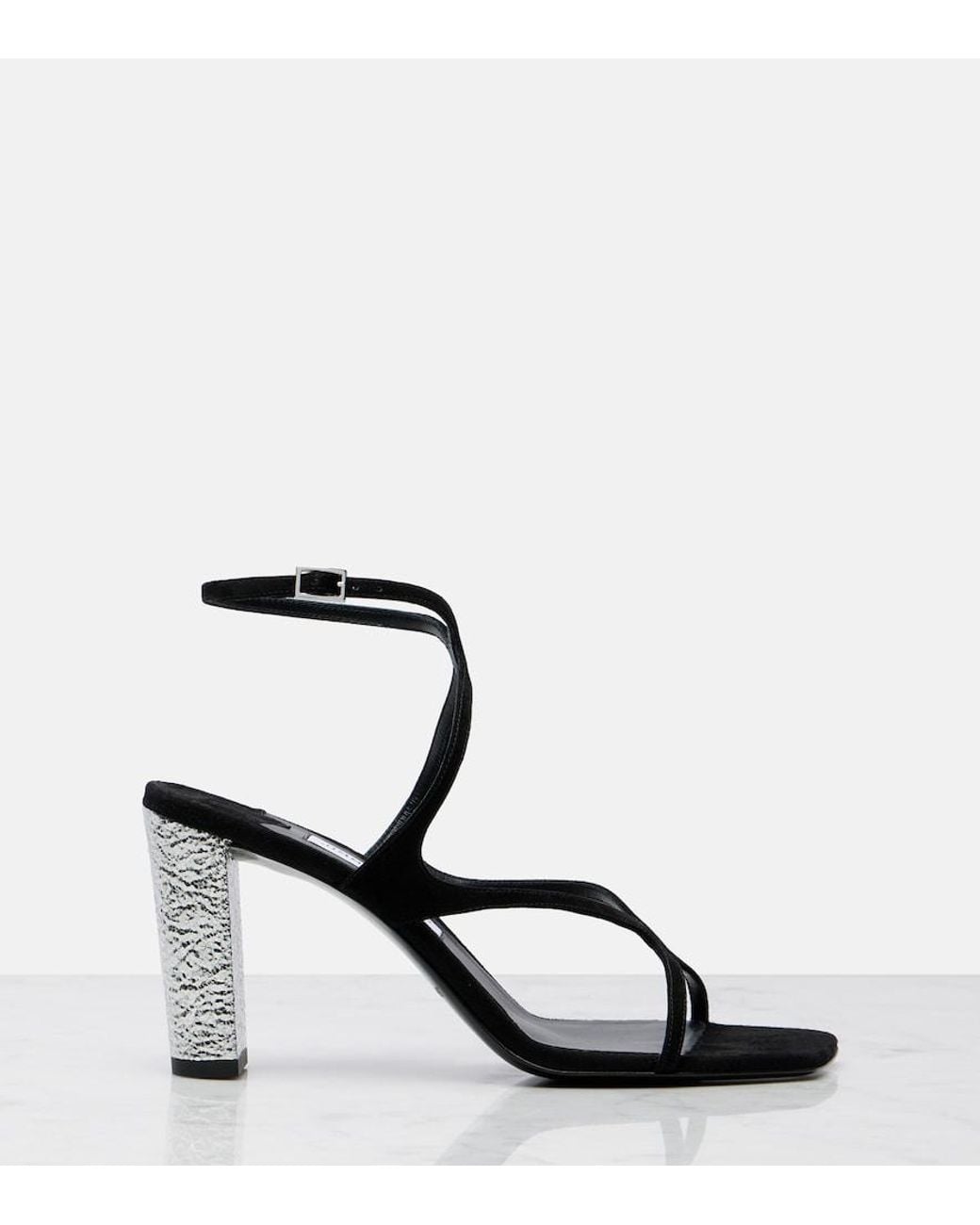 Jimmy Choo Black Azie 85 Embellished Suede Sandals