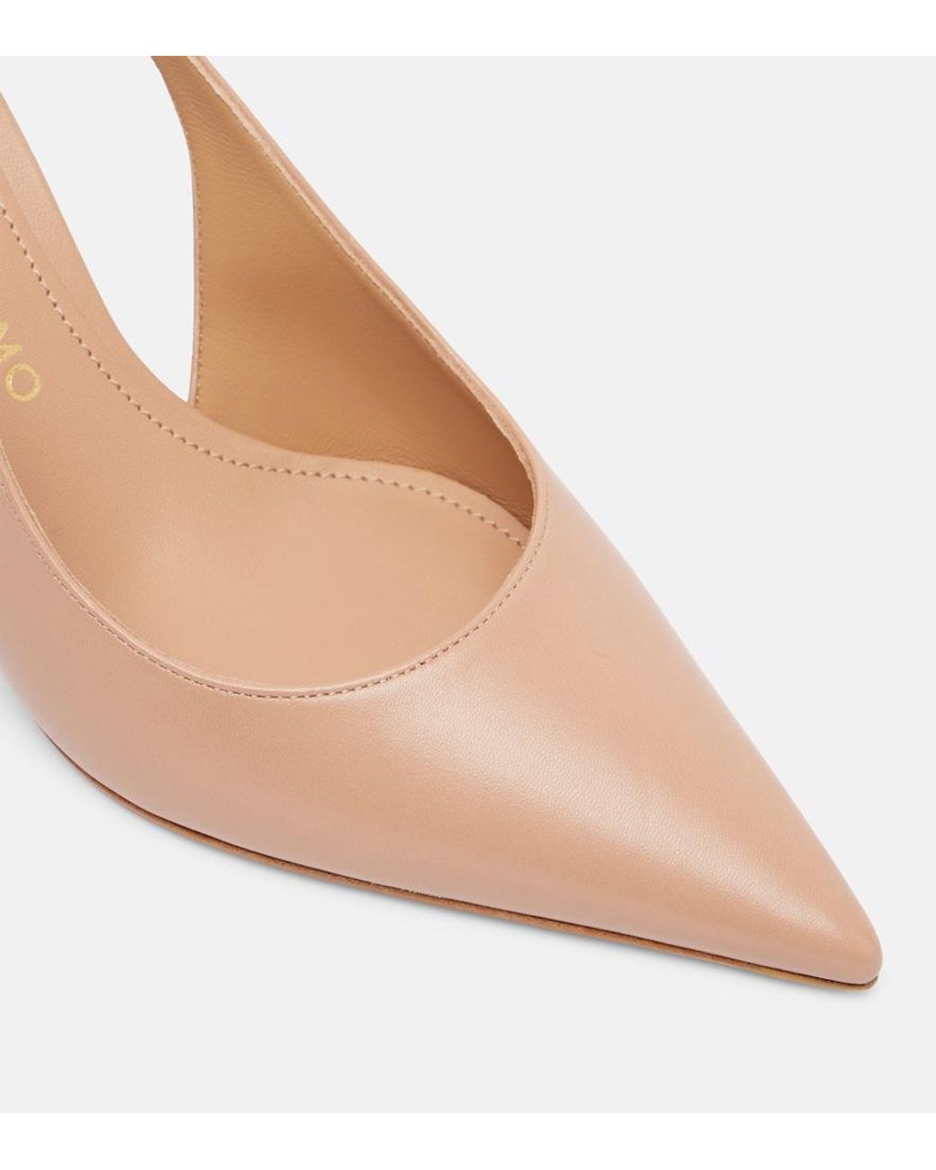Ferragamo Natural Tally 70 Leather Slingback Pumps