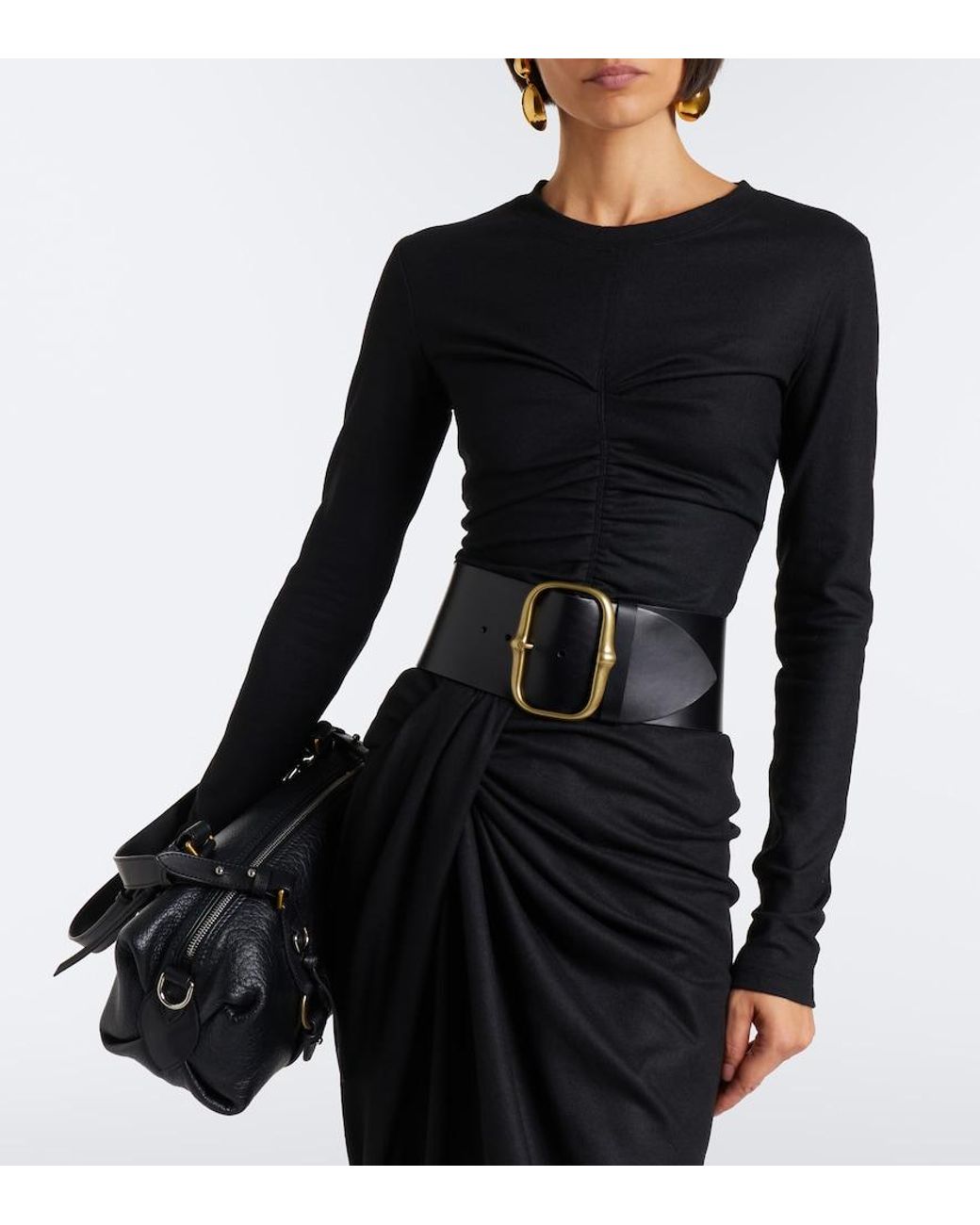Isabel Marant Black Delesa Ruched Jersey Top