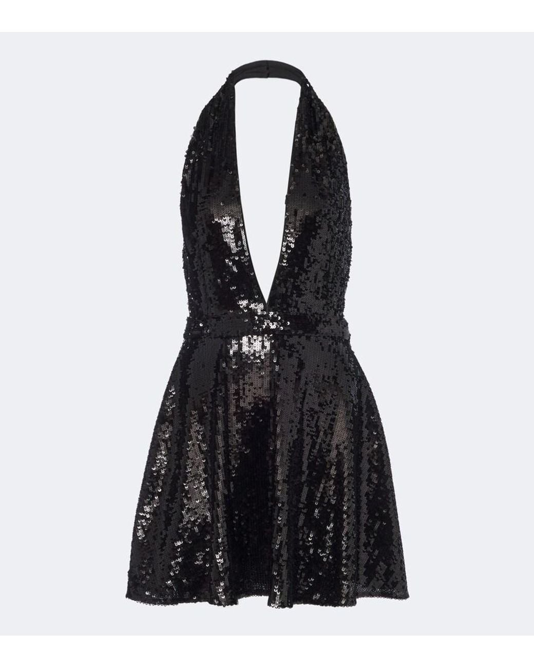 Dolce & Gabbana Black Sequined Halterneck Open-Back Minidress
