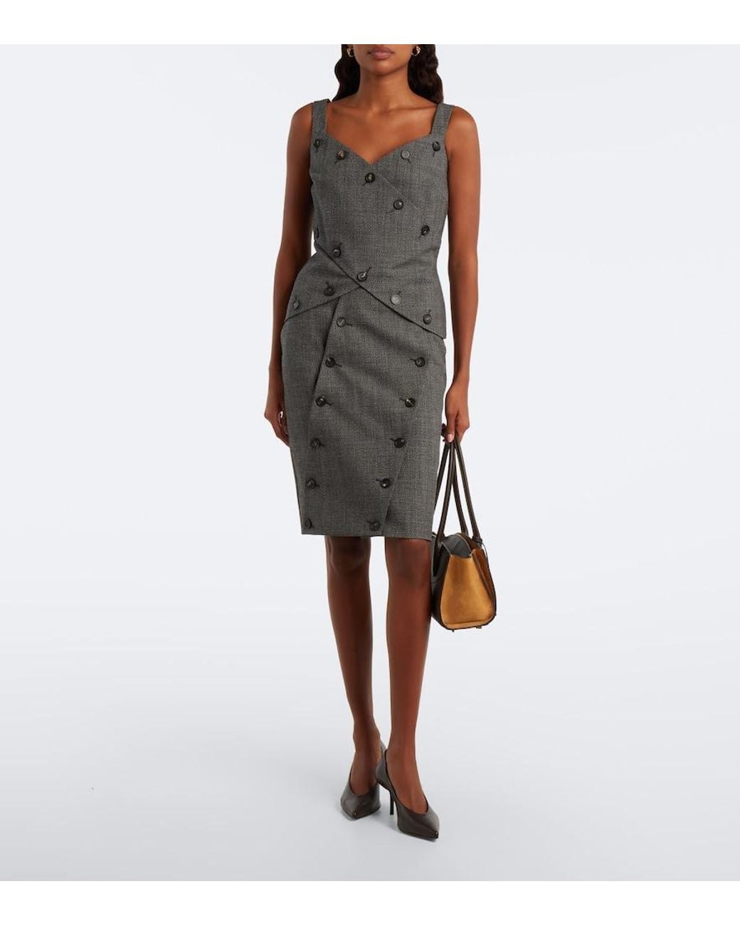 Ferragamo Gray Paneled Virgin Wool Top