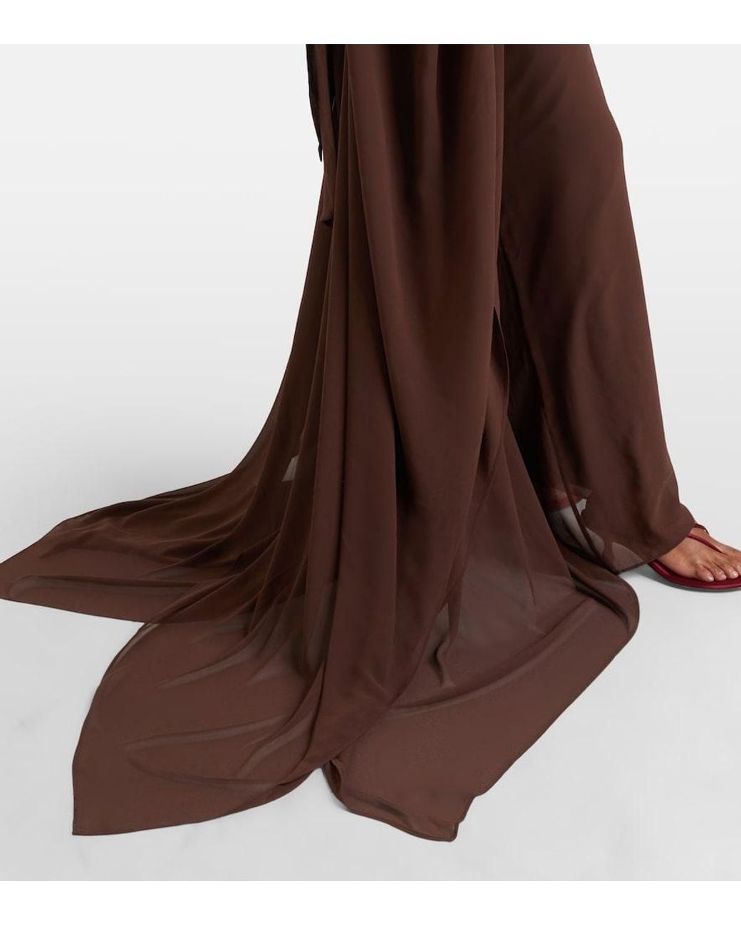 De La Vali Brown Nila Chiffon Gown