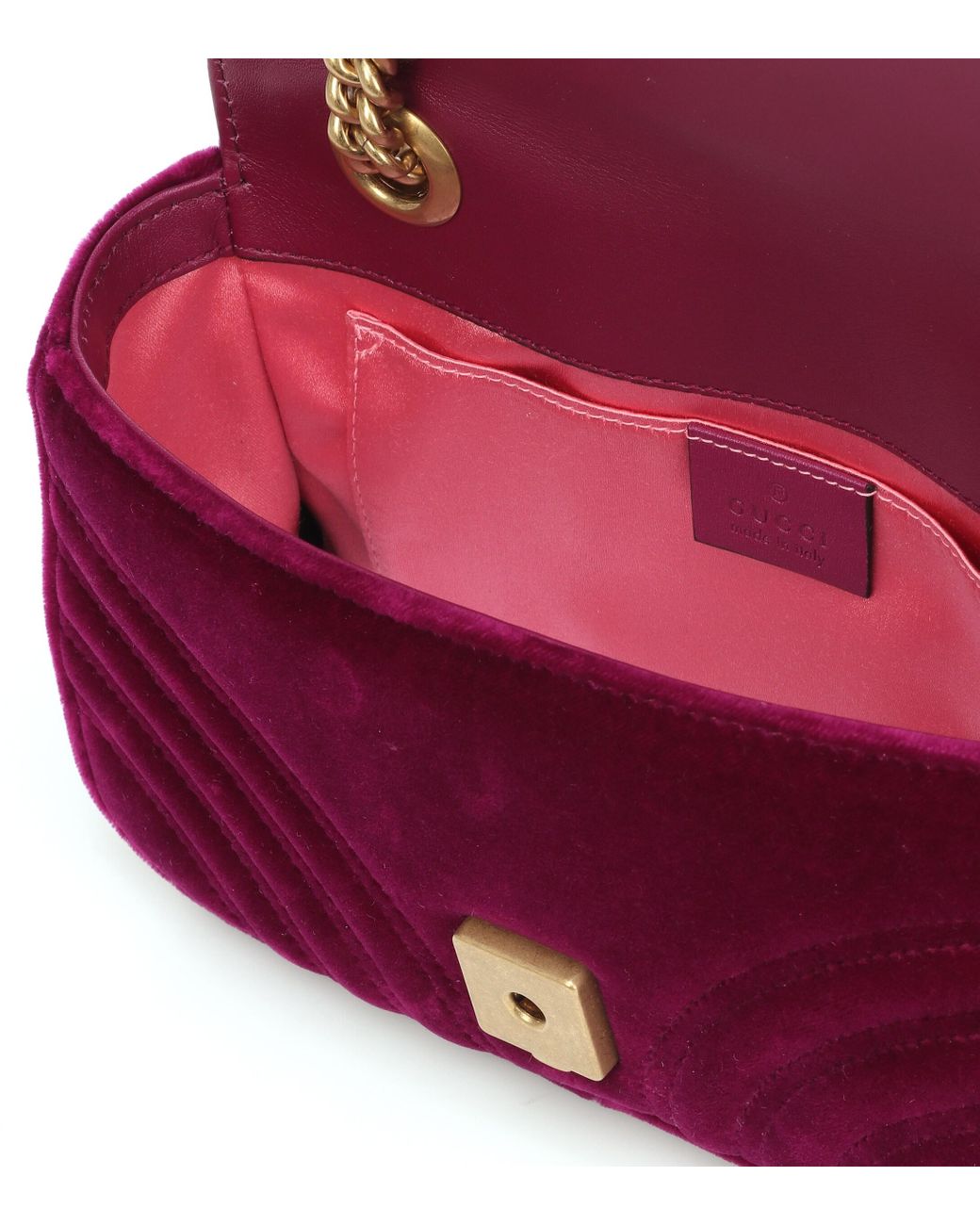 Gucci Velvet Matelasse Mini GG Marmont Fuchsia in Purple Lyst