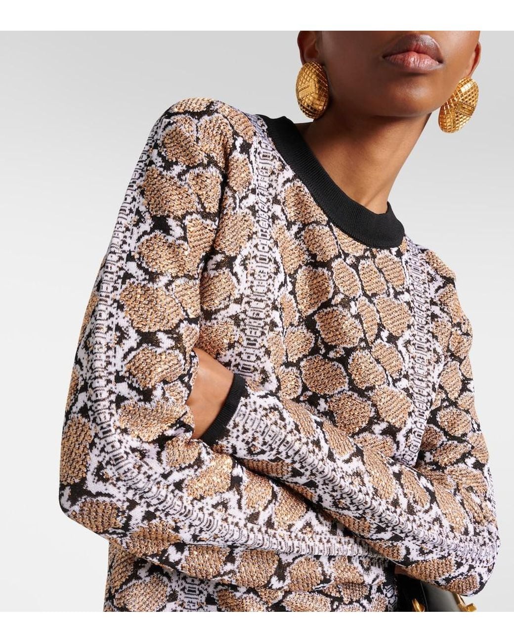 Balmain Multicolor Snake-Effect Jacquard Sweater