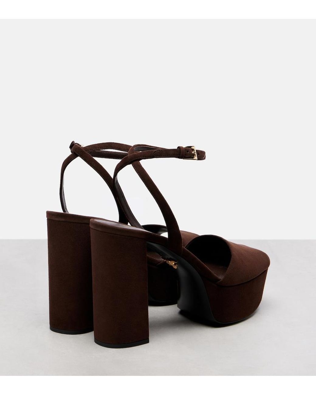 Prada Brown 115 Suede Platform Sandals