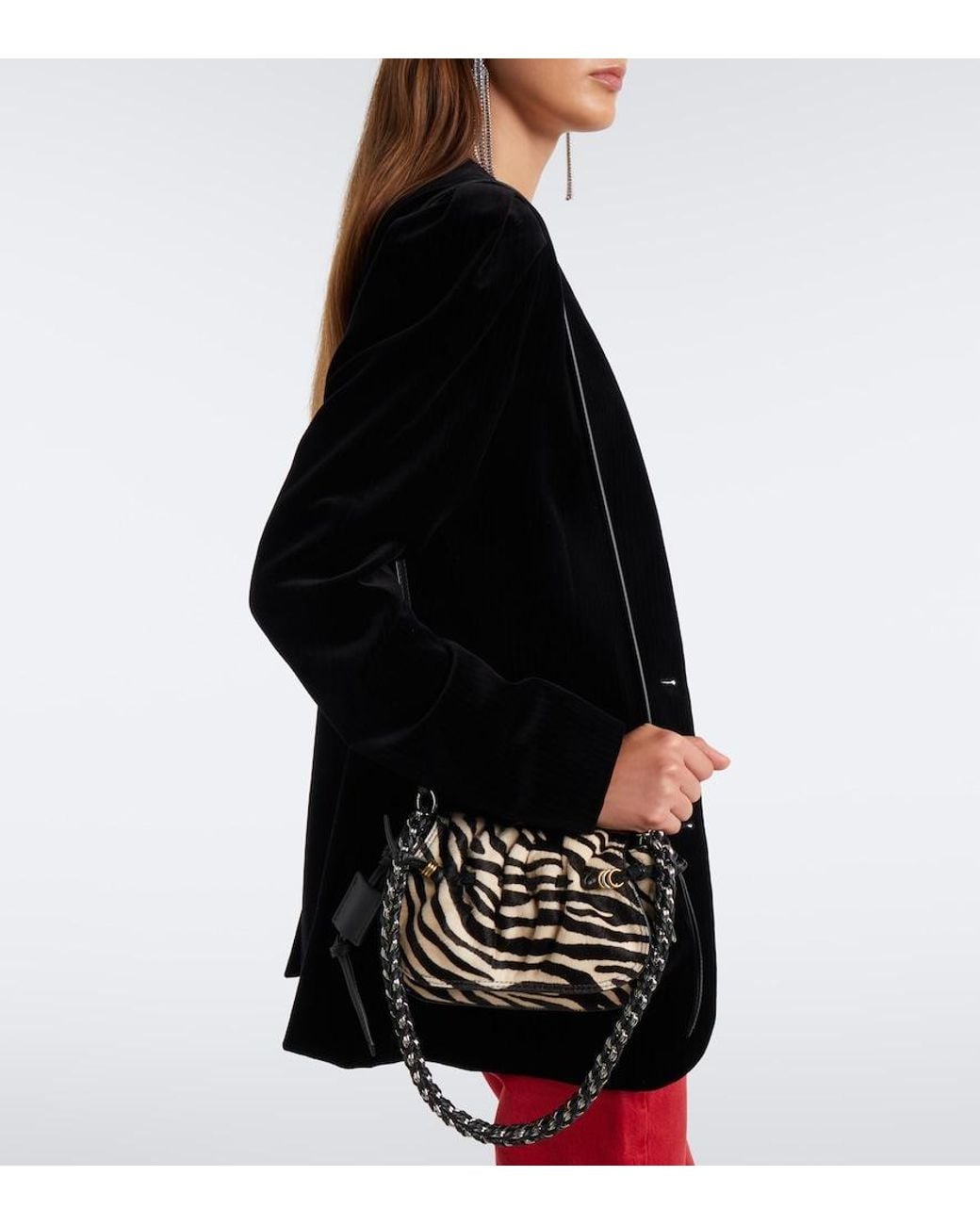 Isabel Marant Black Bolton Xs Calf Hair And Leather Shoulder Bag