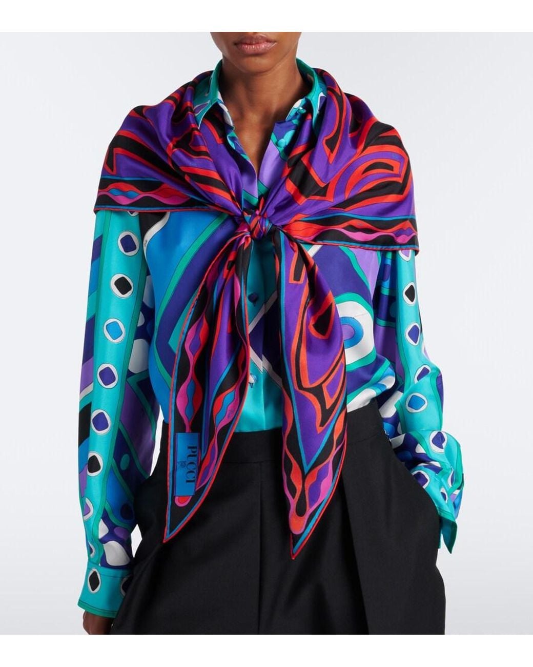 Emilio Pucci Purple Labirinto Silk Twill Scarf