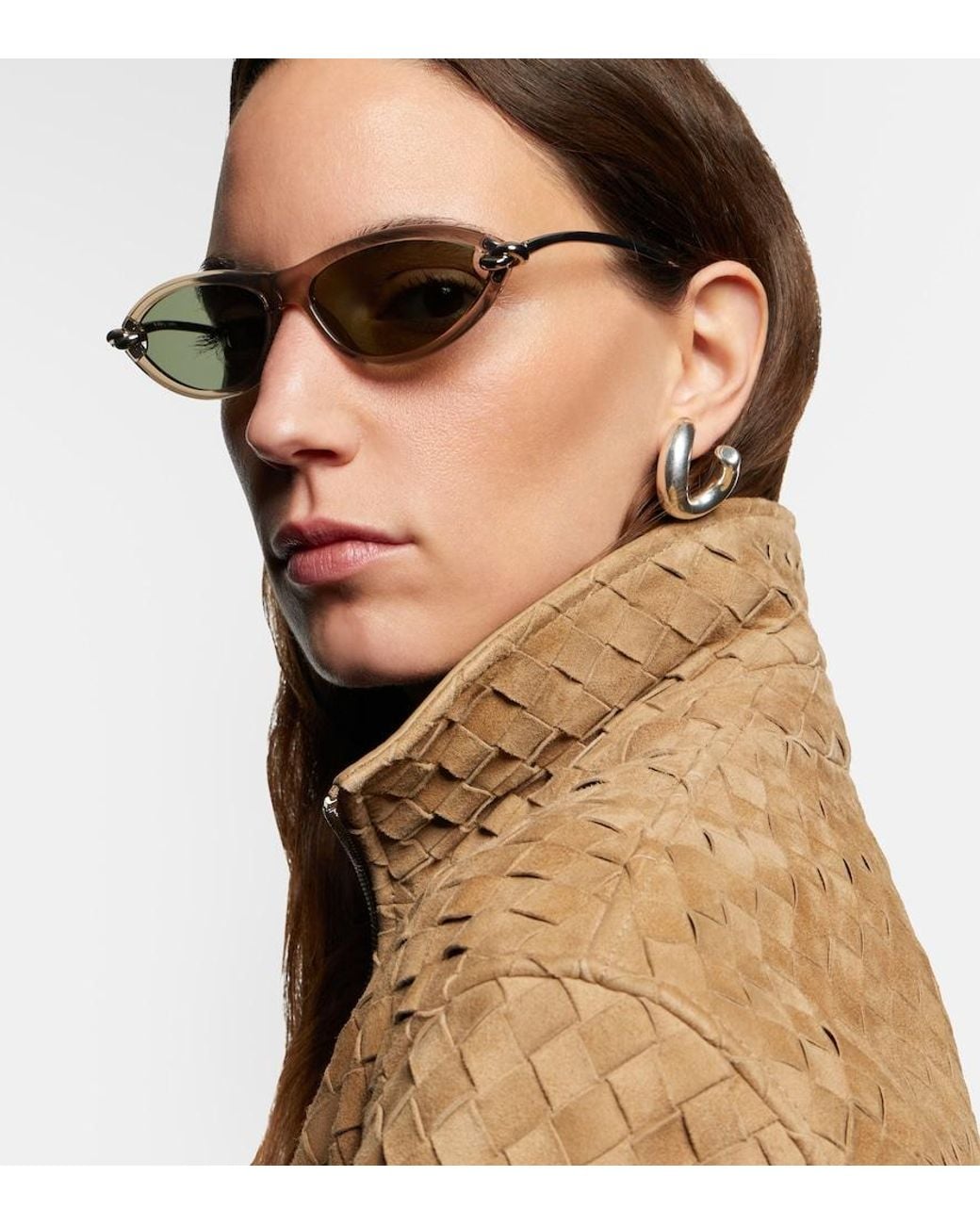 Bottega Veneta Green Knot Cat-Eye Sunglasses