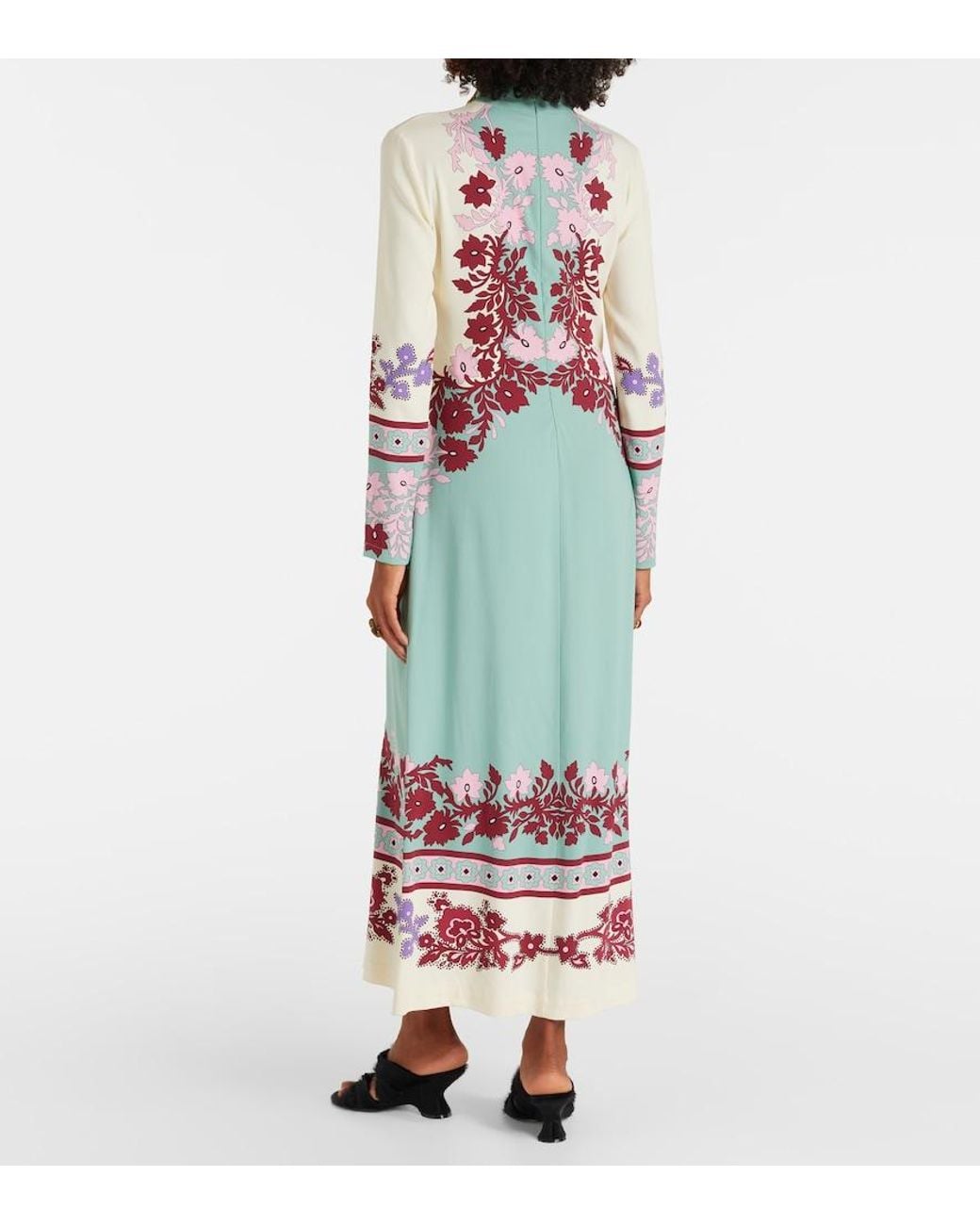 LaDoubleJ White Halle Floral Satin Maxi Dress