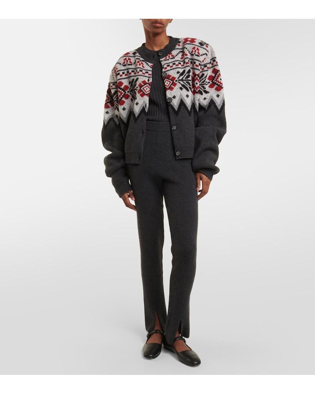 Magda Butrym Black Ribbed-Knit Cashmere Slim Pants