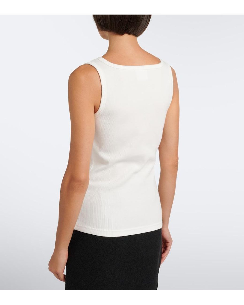 Courreges White Ribbed-Knit Cotton Zip-Up Tank Top