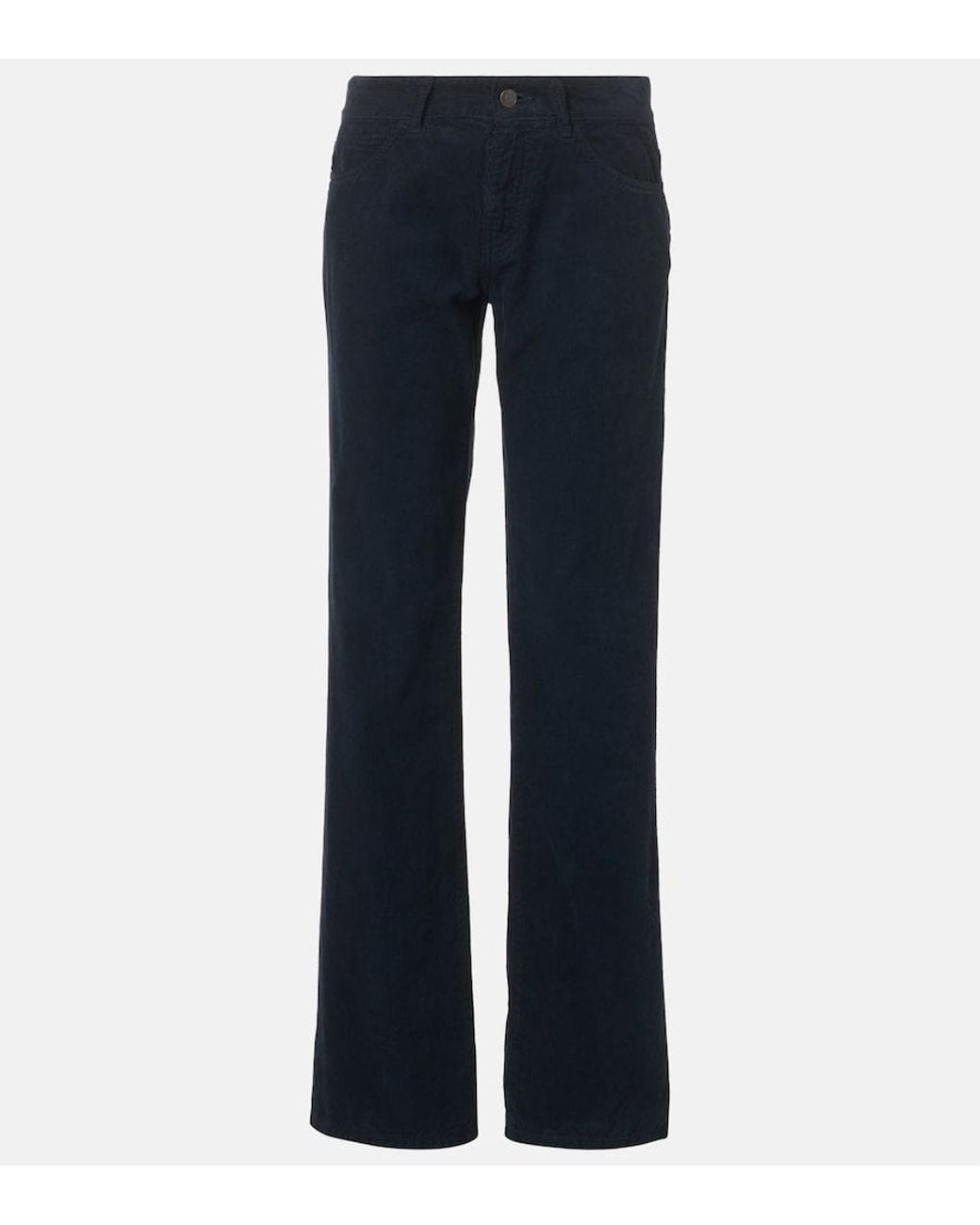 The Row Blue Carlyl Cotton Corduroy Slim Pants