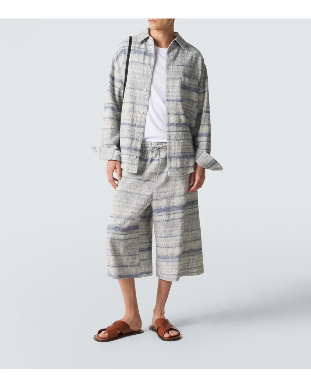 Loewe Gray Paula's Ibiza Denim Jacquard Shorts for men