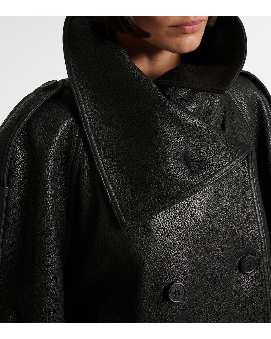 Acne Black Double-Breasted Leather Jacket