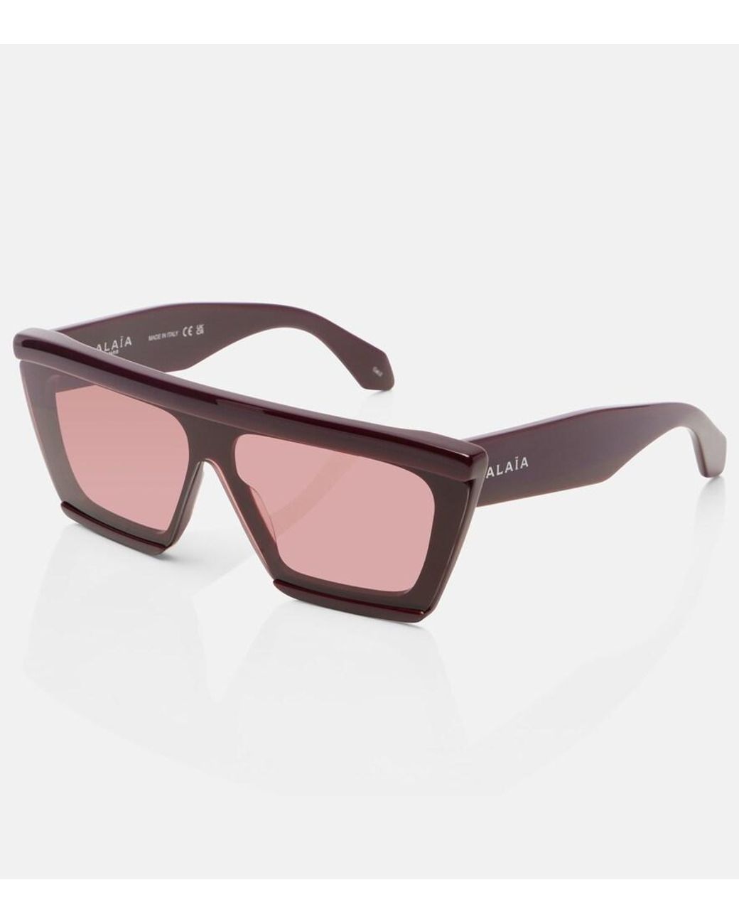 Alaïa Brown Lettering Logo Flat-Top Sunglasses