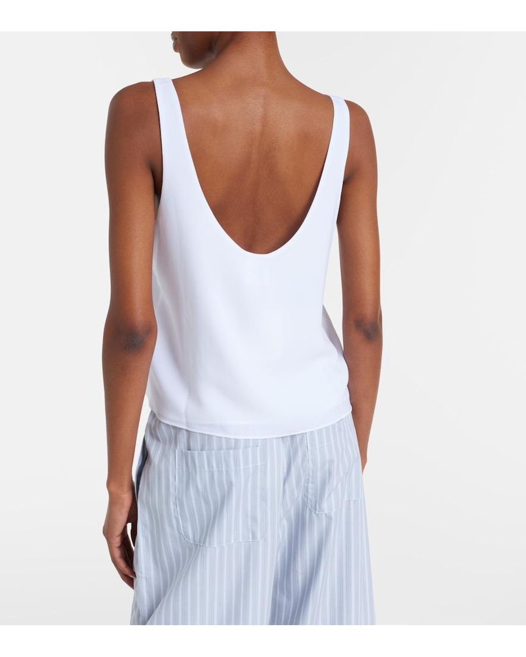 Leset White Ari Crepe Tank Top