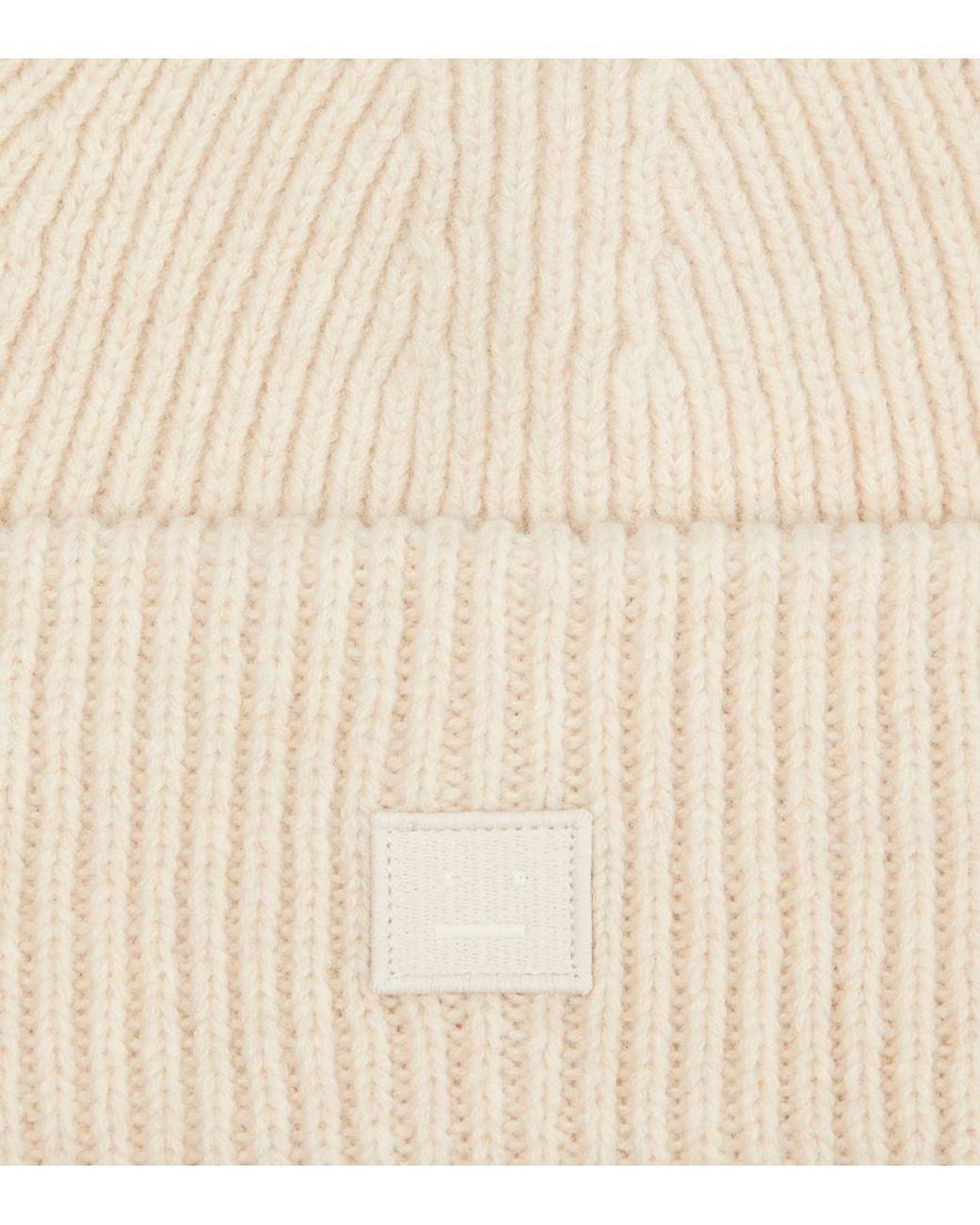 Acne Natural Pana Ribbed-Knit Wool Beanie