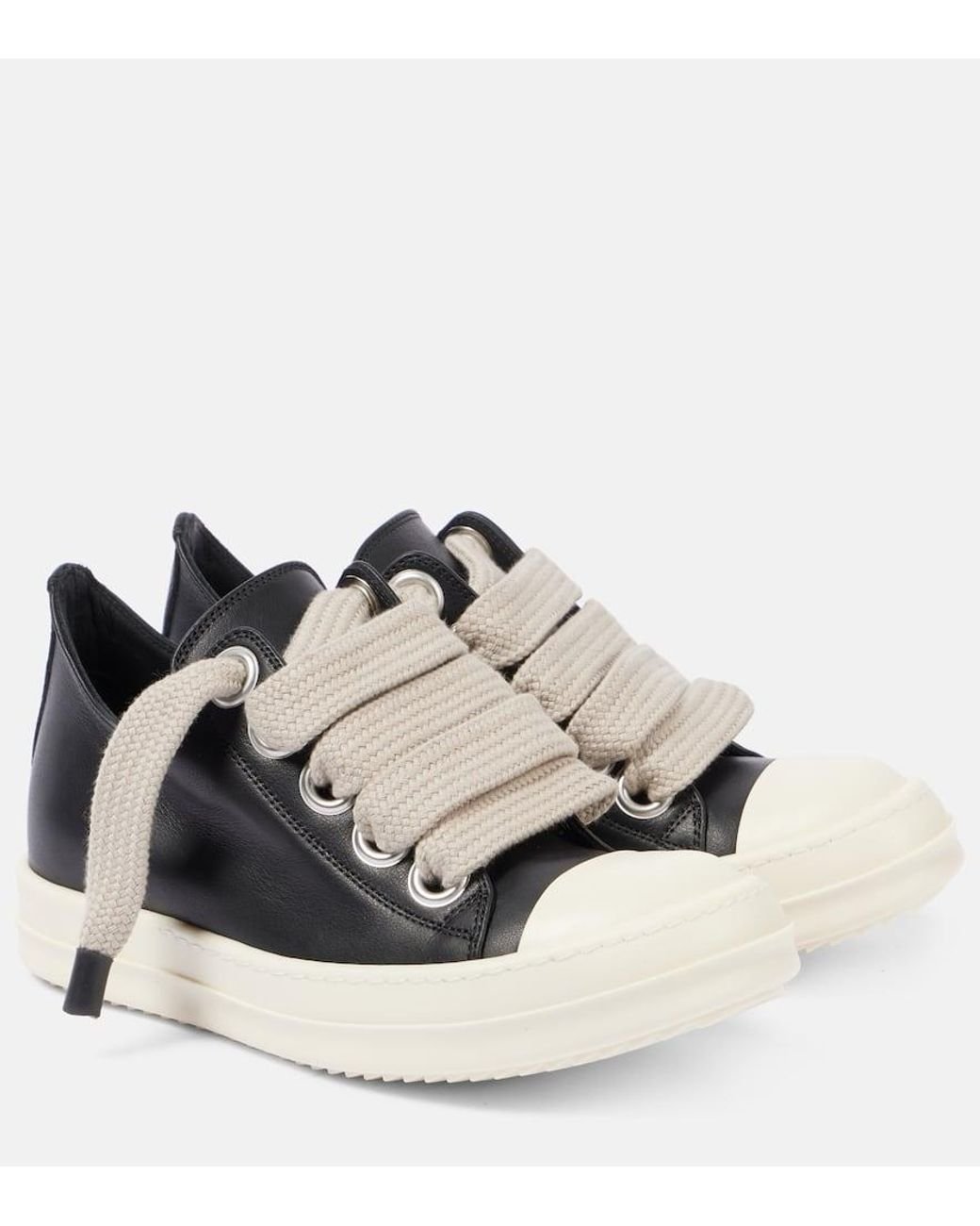 Rick Owens Jumbo Lace Leather Sneakers in White | Lyst
