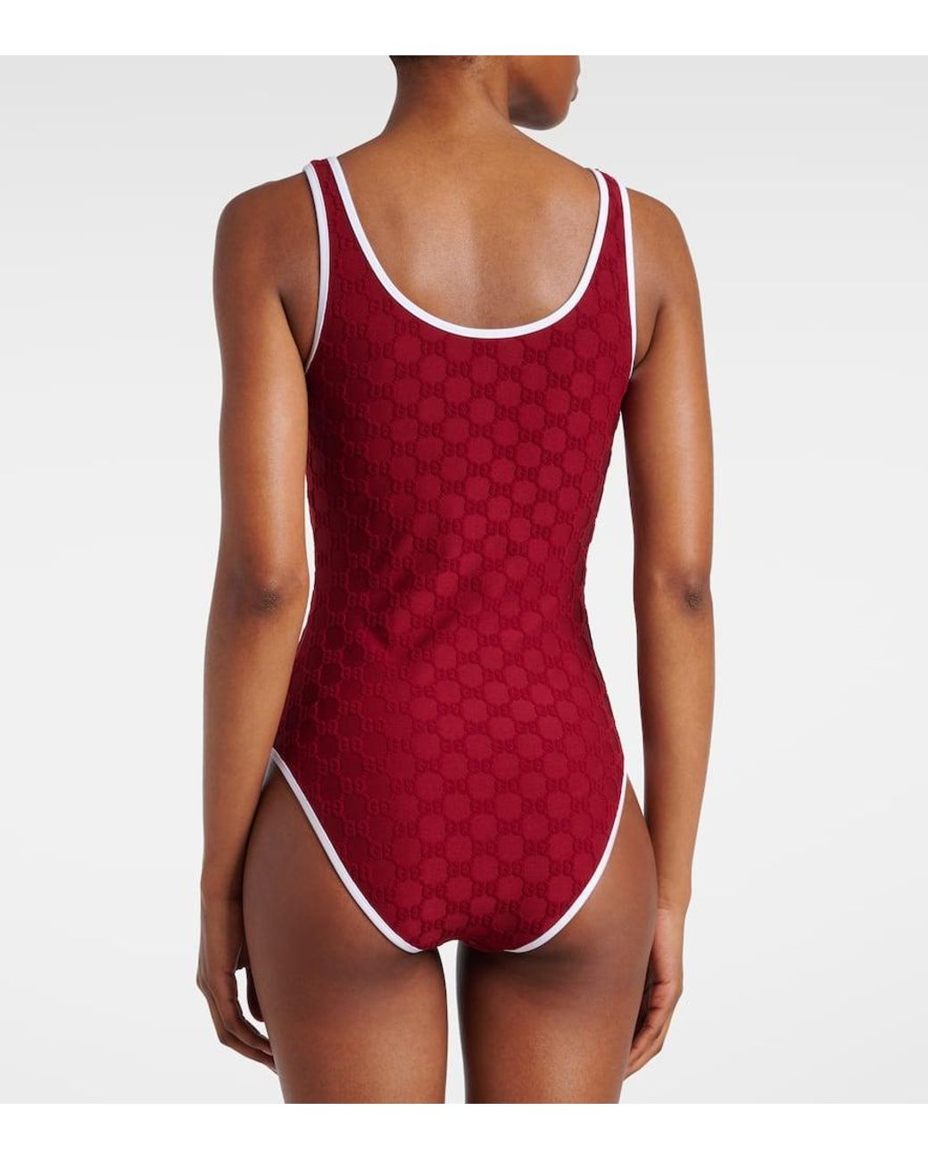 Gucci Red Gg Terrycloth Jersey Swimsuit