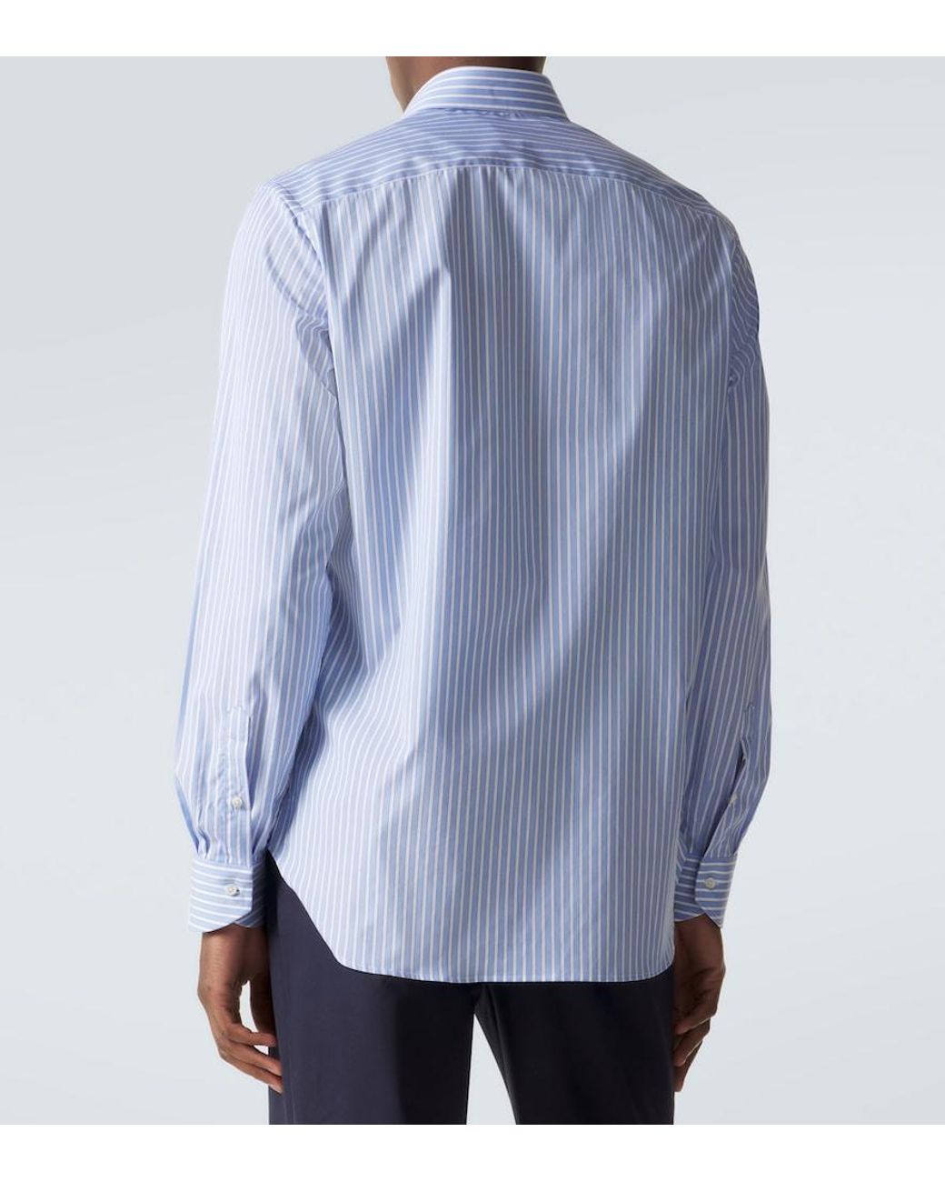 Canali Blue Striped Cotton Poplin Shirt for men