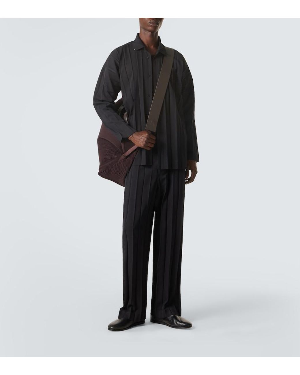 Homme Plissé Issey Miyake Black Edge Ensemble Pleated Shirt for men